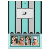 両面追加イニシャル8枚の写真グレーのミント クリップボード (裏面)