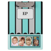 両面追加イニシャル8枚の写真グレーのミント クリップボード (正面)