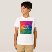 両面追加イメージホワイトテンプレート少年キッズ Tシャツ (正面フル)