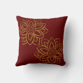 両面金ゴールドグリッターフラワーポインセチア濃赤色 クッション (裏面)