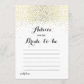 両面金ゴールド紙吹雪ブライダルシャワーゲーム アドバイスカード (裏面)