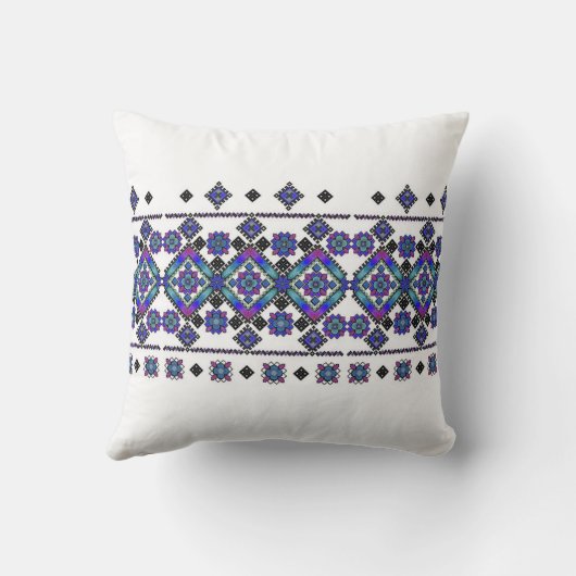 両面青い刺繍 クッション (裏面)