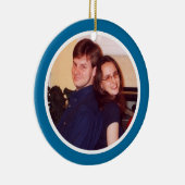 両面青および白い写真フレーム- セラミックオーナメント (右)