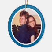 両面青および白い写真フレーム- セラミックオーナメント (左)