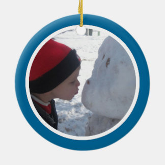 両面青および白い写真フレーム- セラミックオーナメント