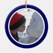 両面青および白い写真フレーム- セラミックオーナメント (裏面)