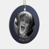 両面青2 xカスタム写真と文字 セラミックオーナメント (右)