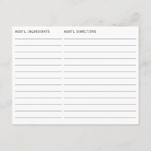 両面飛行機トラベルをテーマにしたレシピカード エンクロージャーカード (裏面)