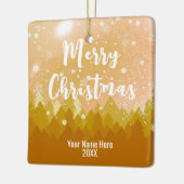 両面黄金カスタム雪の森メリークリスマス セラミックオーナメント (左)