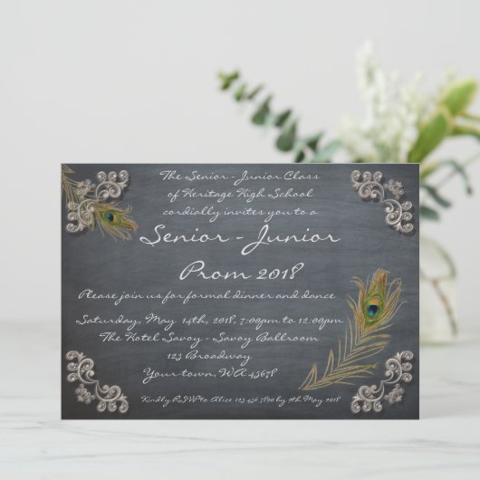 、両面黒板年長後輩、プロム編集可能 招待状 (スタンド正面)