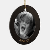 両面黒2 xカスタム写真と文字 セラミックオーナメント (右)