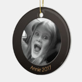 両面黒2 xカスタム写真と文字 セラミックオーナメント (左)