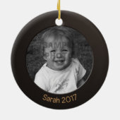 両面黒2 xカスタム写真と文字 セラミックオーナメント (裏面)