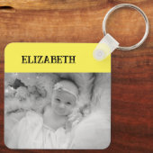 両面2枚の写真に黄色の名前を付ける キーホルダー (裏面)