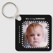 両面2枚の写真の名前白黒 キーホルダー (正面)