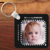 両面2枚の写真の名前白黒 キーホルダー (正面)