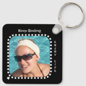 両面2枚の写真の名前白黒 キーホルダー (裏面)