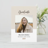 両面4枚フォトベージュ卒業発表 招待状 (スタンド正面)