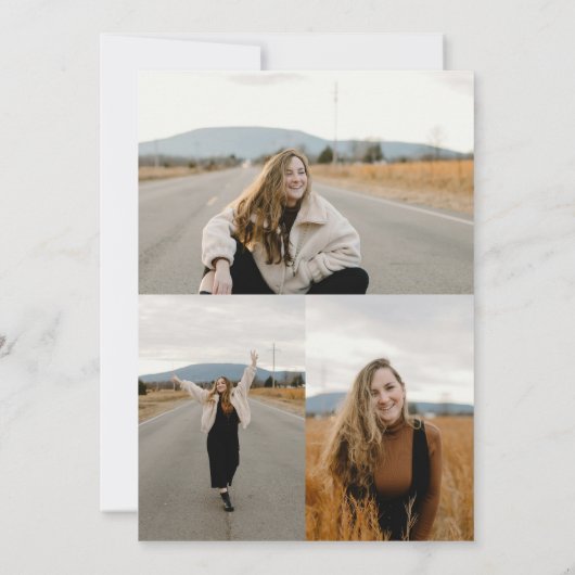 両面4枚フォトベージュ卒業発表 招待状 (裏面)