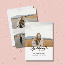 両面4枚フォトホワイト卒業のお知らせ 招待状