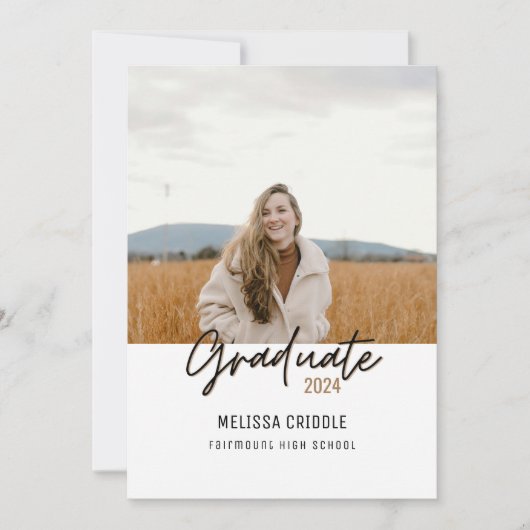 両面4枚フォトホワイト卒業のお知らせ 招待状 (正面)