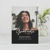 両面4枚写真 ブラック 卒業発表 招待状 (スタンド正面)