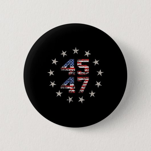 両面45 47トランプ2024米国国旗(背面) 缶バッジ (正面)