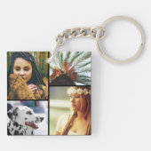 両面8フォトラウンド黒キーチェーン キーホルダー (裏面)