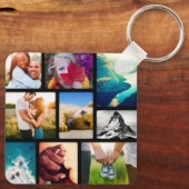両面9フォトコラージブラックメタルキーチェーン キーホルダー (裏面)