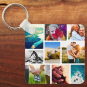 両面9フォトコラージホワイトメタルキーチェーン キーホルダー (正面)