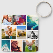 両面9フォトコラージホワイトメタルキーチェーン キーホルダー (裏面)