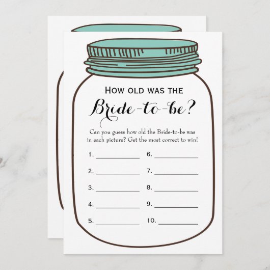 両面 - ブライダルシャワーゲーム 年齢 | アドバイス 招待状 (正面/裏面)