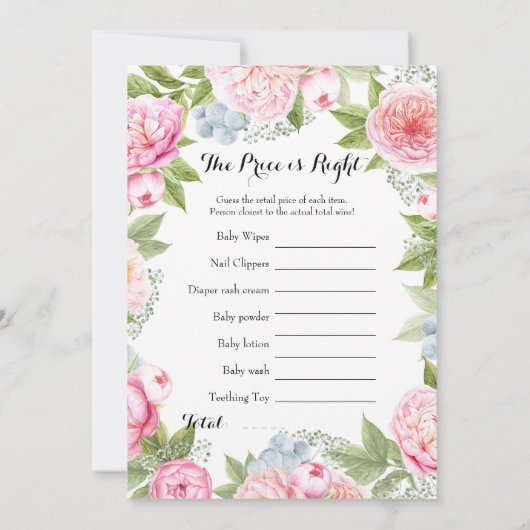 両面-ベビーシャワーゲーム×2 招待状 (裏面)