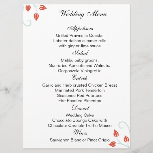 両面 – メニュー/の式結婚プログラム プログラム (正面)