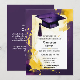 両面 水彩画 卒業パーティー招待状 招待状