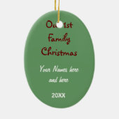 両面 – 1stクリスマスブルー霜の降りた雪だるまファミリー セラミックオーナメント (裏面)