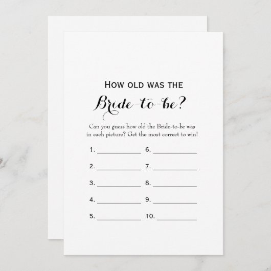 両面 – 2ブライダルシャワーゲーム – 古い |アドバイス 招待状 (正面/裏面)