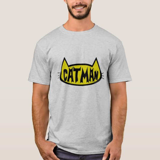 両面 – CATMANキャットヘッドユーモアのあるTシャツ Tシャツ (正面)