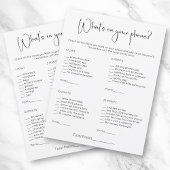 両面 What's In Your Purse（財布の中身）＆ What's on Your Pho 招待状