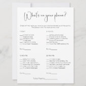 両面 What's In Your Purse（財布の中身）＆ What's on Your Pho 招待状 (裏面)