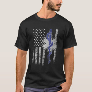 両面Emtファースト・レスポンダーアメリカ国旗の贈り物I Tシャツ