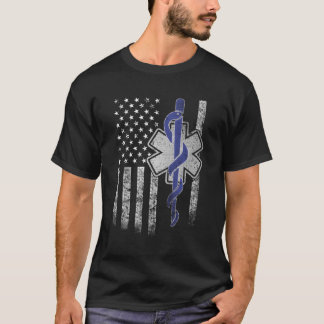 両面Emtファースト・レスポンダーアメリカ国旗の贈り物I Tシャツ