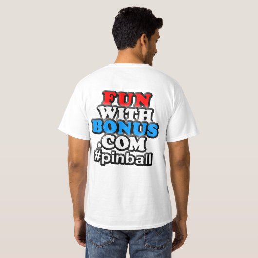 両面FunWithBonus.comの前部小型の#pinball - Tシャツ (裏面フル)