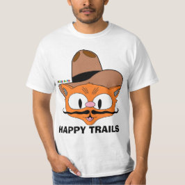 両面HAPPY TRAILS カートゥーン マスタッシュ ネコ Tシャツ