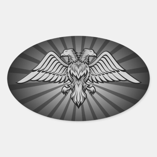 両頭のワシ 楕円形シール (正面)