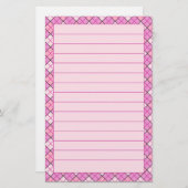 並ぶピンクの格子縞の文房具 便箋 (正面/裏面)