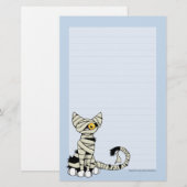 並ぶミイラ猫|ハロウィンのノート紙 便箋 (正面/裏面)