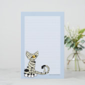 並ぶミイラ猫|ハロウィンのノート紙 便箋 (スタンド正面)