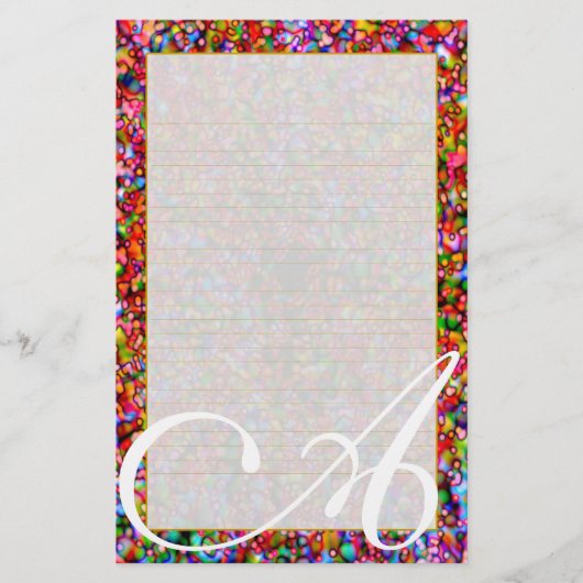 並ぶモノグラムの"カラフルな泡"罰金 便箋 (正面)