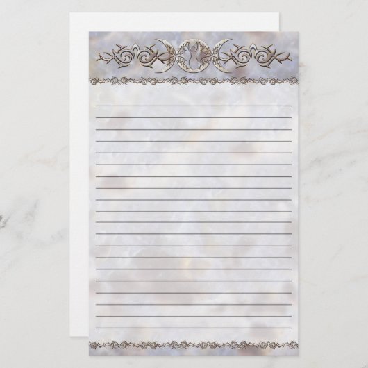 並ぶ三重の月のMoonstoneの女神 便箋 (正面/裏面)